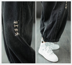 Quần baggy yếm denim retro túi kiểu sờn - NU6618