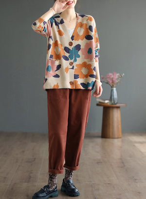 Áo khoác len cashmere dài tay cổ V ba khuy - NU7773