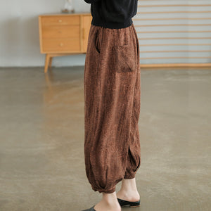 Quần baggy linen lưng thun hoa văn trừu tượng ống rộng - NU7085