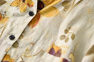Áo sơ mi linen dài tay cổ đứng in màu nước một túi vuông - NU6740