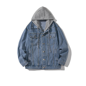 Áo khoác denim retro dài tay có mũ - NU7881