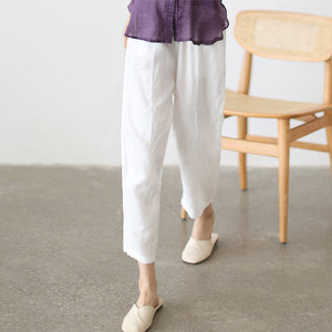 Quần baggy linen lưng thun ống đứng cạp phối màu - NU7426