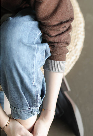 Quần baggy denim một màu lưng thun khuy gấu - NU3421 - kamaka.vn - thời trang nhật