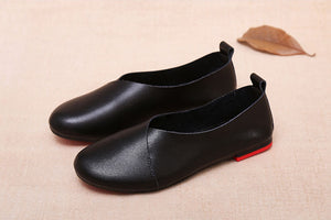 Giày da retro Morigirl đế bệt mũi tròn - NU4815