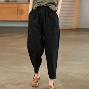 Quần baggy linen lưng thun một túi xéo kiểu - NU6838