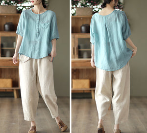Quần baggy linen lưng thun ba túi kiểu - NU7250