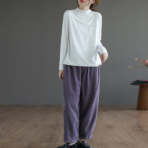 Áo T-shirt dài tay cao cổ một túi kiểu - NU8112