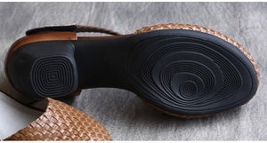 Giày da retro velcro kiểu dệt tay - NU5205
