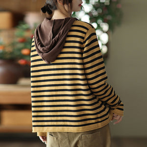 Áo khoác len cardigan dài tay cổ V kẻ sọc  - NU8053