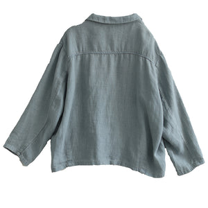 Áo khoác vest linen dài tay hai túi tròn in hoa lá - NU7873