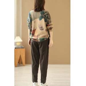 Áo len cashmere dài tay vẽ cô gái và chú cún - NU6170