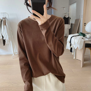 Áo T-shirt dài tay cổ tròn một màu - NU8173