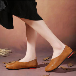 Giày da retro Morigirl đế bệt - NU4814