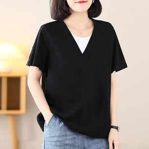 Áo T-shirt ngắn tay cổ V đơn sắc - NU8606