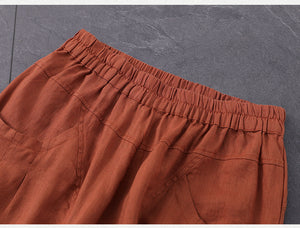 Quần baggy linen lưng thun hai túi tròn - NU7436