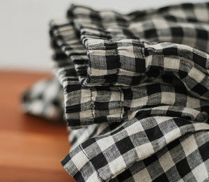 Quần baggy linen lưng thun kẻ sọc caro ống rộng - NU7114