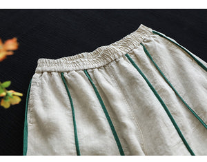 Quần baggy linen lưng thun may đường sọc - NU7293