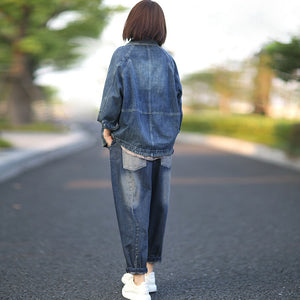 Áo khoác denim dài tay cổ đức hai túi ngang - NU3345 - kamaka.vn - thời trang nhật