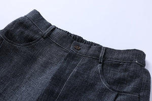 Quần baggy linen ống đứng hai túi khóa kéo - OD0608