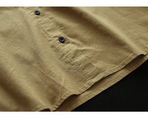 Áo sơ mi linen ngắn tay xếp li cổ pipi - NU7242