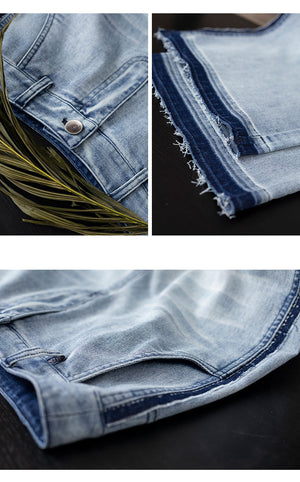 Quần baggy denim viền thô ống rộng - NU8236