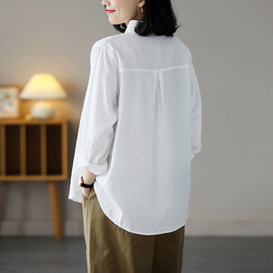 Áo sơ mi linen dài tay cổ đức một túi xéo - NU8141