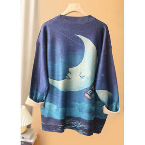 Áo len cashmere dài tay cổ tròn in những ngôi sao - NU7778