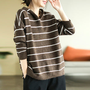 Áo hoodies len cashmere dài tay kẻ sọc - NU8050