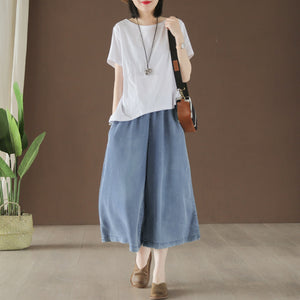 Quần baggy denim ống rộng dây rút - NU5442