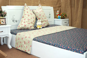 BỘ CHĂN GA COTTON THÔ HOẠ TIẾT HOA LÁ - CG00454 - kamaka.vn - thời trang nhật