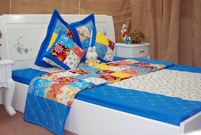 BỘ CHĂN GA GHÉP THỦ CÔNG HOA LÁ CHIM ÉN ĐÓN XUÂN - CG00444