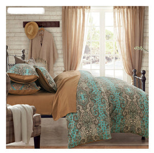 BỘ CHĂN GA XANH ĐÁ NÂU HOẠ TIẾT MOSAIC - CG00439 - kamaka.vn - thời trang nhật