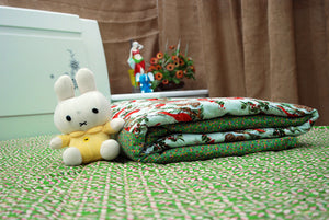 BỘ CHĂN GA THÔ NHỮNG CHÚ CHIM ĐỎ BÊN HOA LITI XANH - CG00410 - kamaka.vn - thời trang nhật