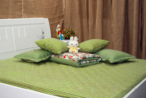 BỘ CHĂN GA THÔ NHỮNG CHÚ CHIM ĐỎ BÊN HOA LITI XANH - CG00410 - kamaka.vn - thời trang nhật