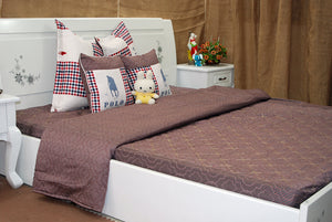 BỘ CHĂN GA BỌC SATIN LỤA Ô VUÔNG CHÉO LITI - CG00433 - kamaka.vn - thời trang nhật