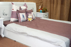 BỘ CHĂN GA BỌC SATIN LỤA Ô VUÔNG CHÉO LITI - CG00433 - kamaka.vn - thời trang nhật