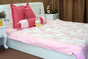 BỘ CHĂN GA THÔ LỤA HỒNG HOA ĐÀO XUÂN - CG00425 - kamaka.vn - thời trang nhật