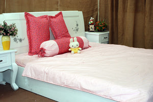 BỘ CHĂN GA THÔ LỤA HỒNG HOA ĐÀO XUÂN - CG00425 - kamaka.vn - thời trang nhật