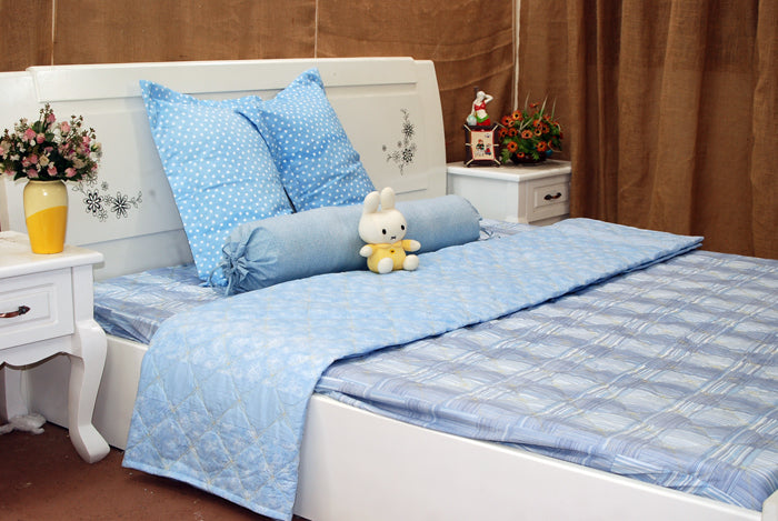 BỘ CHĂN GA THÔ BỌC CHẤM BI CARO - CG00423