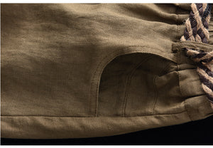 Chân váy linen lưng thun hai hàng khuy kèm thắt lưng - V001
