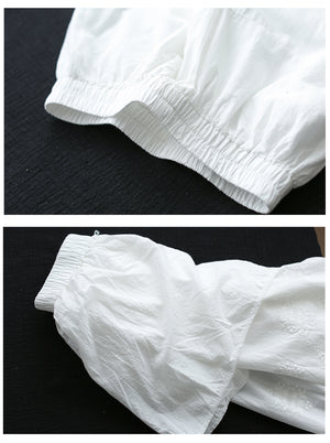 Quần baggy linen lưng thun thêu ren - NU5325