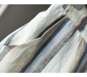 Quần baggy linen kẻ sọc ống rộng - NU5382