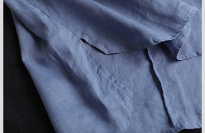 Áo sơ mi linen ngắn tay cổ đức khuy cài sát túi - NU5604