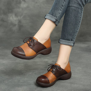 Giày da retro đế bệt phối hai màu - OD0274