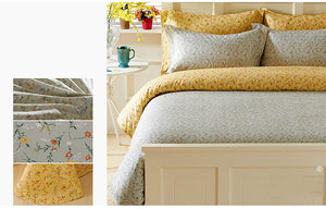 BỘ CHĂN GA COTTON THÔ HOẠ TIẾT HOA LÁ - CG00454 - kamaka.vn - thời trang nhật