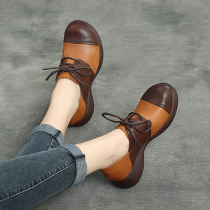 Giày da retro đế bệt phối hai màu - OD0274