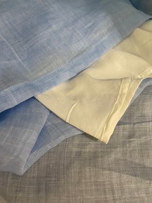Đầm liền linen retro ngắn tay cổ V một màu - NU5899
