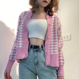 Áo khoác len dài tay hoa văn retro - NU8469