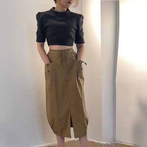 Áo len croptop ngắn tay cổ tròn - NU8471