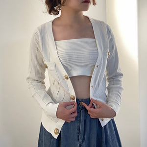 Áo khoác len cardigan dài tay khuy lớn - NU8496